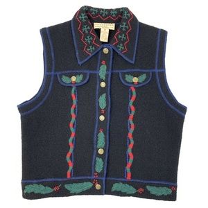 Telluride Embroidered Wool Christmas Sweater Vest